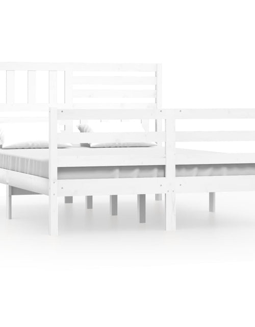 Încărcați imaginea în vizualizatorul Galerie, Cadru pat 5FT King Size, alb, 150x200 cm, lemn masiv - Lando
