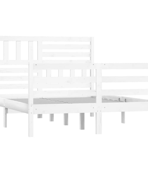 Încărcați imaginea în vizualizatorul Galerie, Cadru pat 5FT King Size, alb, 150x200 cm, lemn masiv - Lando
