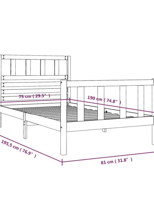 Загрузите изображение в средство просмотра галереи, Cadru de pat Small Single 2FT6, alb, 75x190 cm, lemn masiv - Lando
