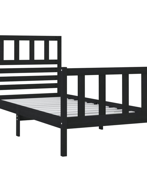 Încărcați imaginea în vizualizatorul Galerie, Cadru de pat Small Single 2FT6, negru, 75x190 cm, lemn masiv - Lando
