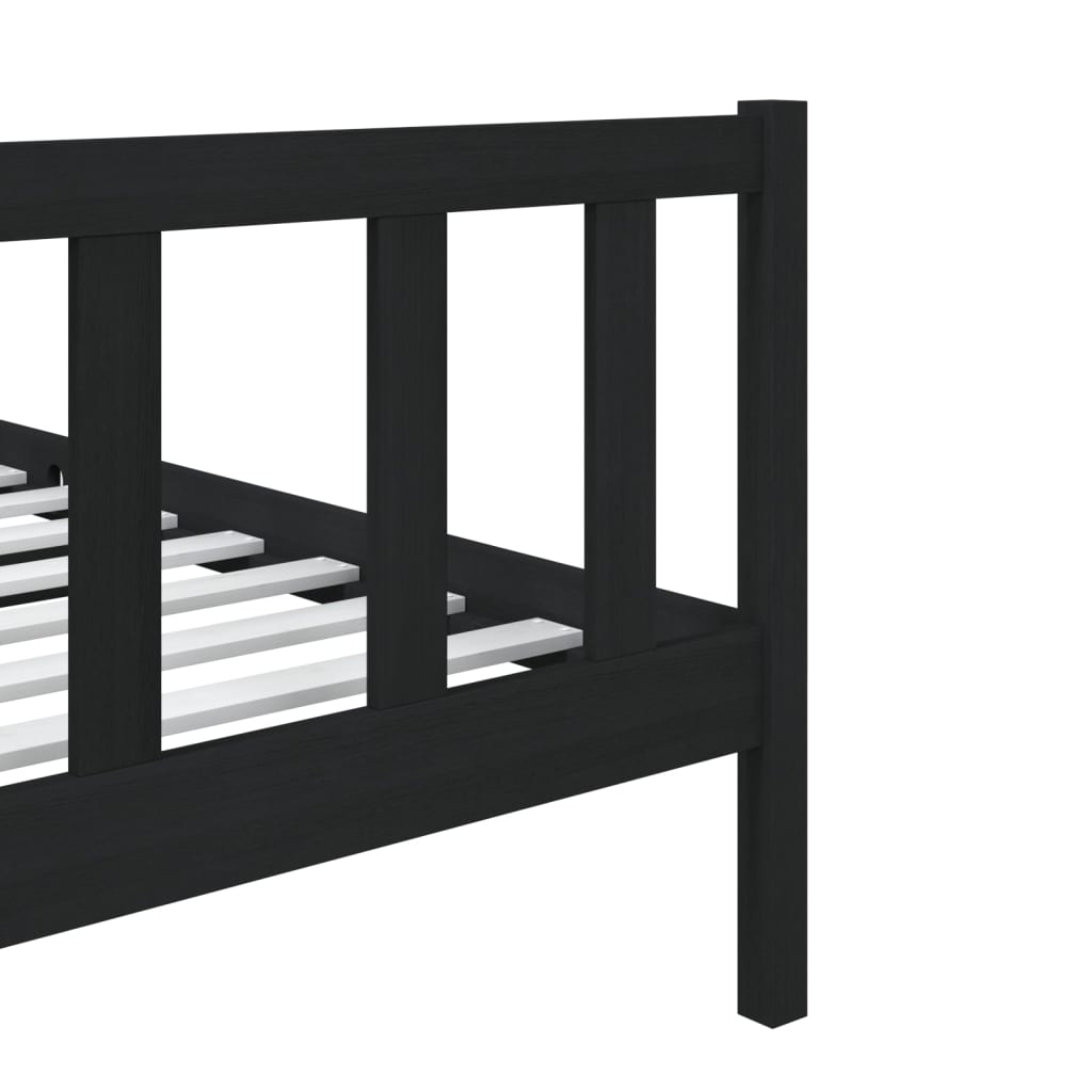 Cadru de pat Small Single 2FT6, negru, 75x190 cm, lemn masiv - Lando