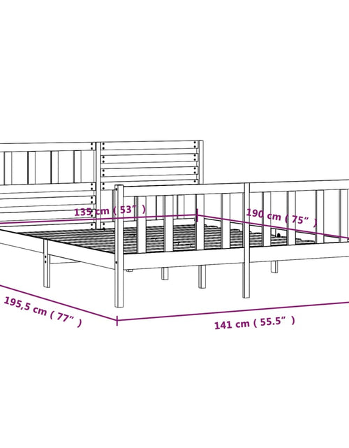 Încărcați imaginea în vizualizatorul Galerie, Cadru de pat dublu 4FT6, 135x190 cm, lemn masiv - Lando

