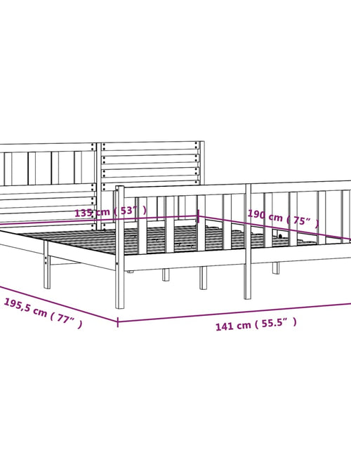 Загрузите изображение в средство просмотра галереи, Cadru de pat dublu 4FT6, 135x190 cm, lemn masiv - Lando
