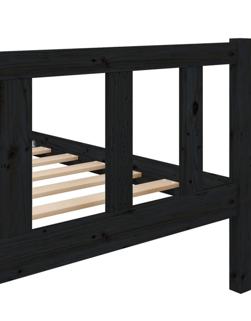 Încărcați imaginea în vizualizatorul Galerie, Cadru de pat, 100x200 cm, negru, lemn masiv - Lando

