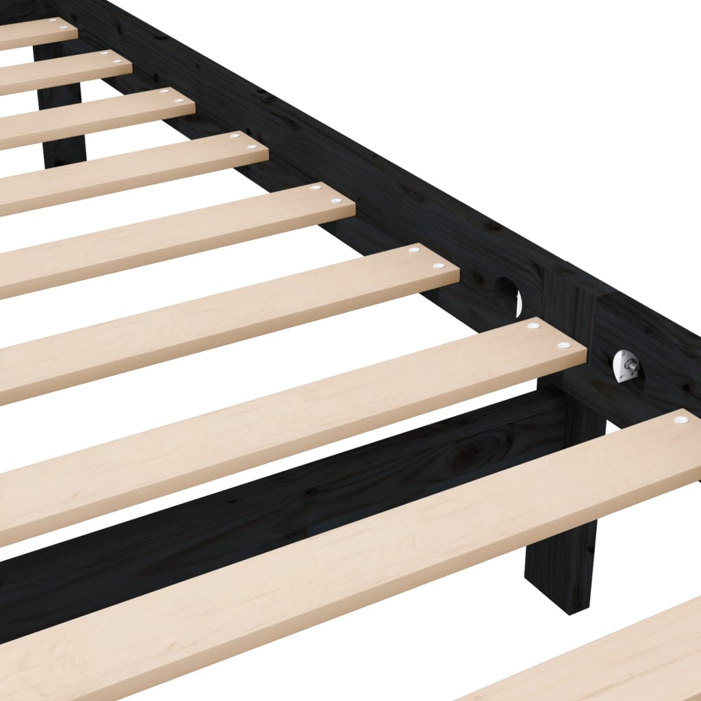 Cadru de pat, negru, 120x200 cm, lemn masiv - Lando