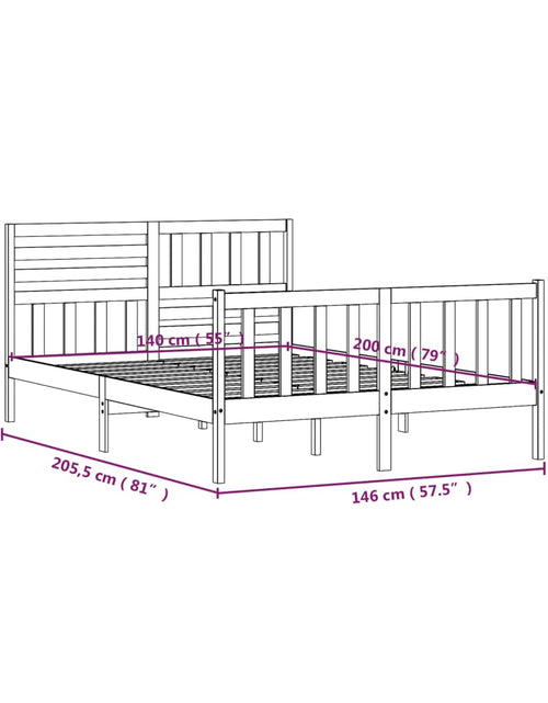 Загрузите изображение в средство просмотра галереи, Cadru de pat, negru, 140x200 cm, lemn masiv - Lando
