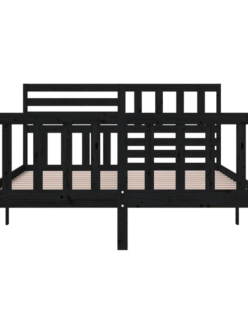 Încărcați imaginea în vizualizatorul Galerie, Cadru de pat 5FT King Size, negru, 150x200 cm, lemn masiv - Lando
