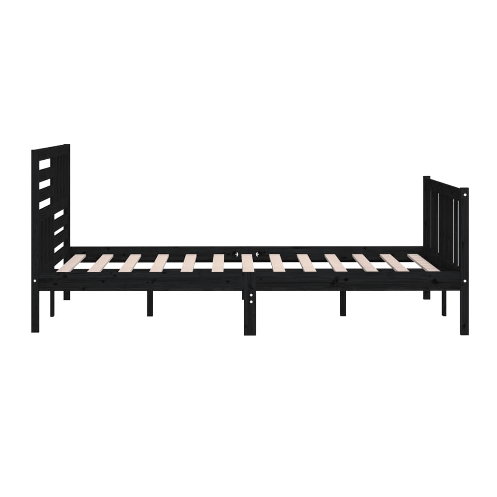 Cadru de pat 5FT King Size, negru, 150x200 cm, lemn masiv - Lando