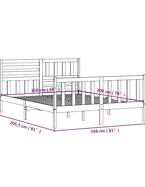 Загрузите изображение в средство просмотра галереи, Cadru de pat 5FT King Size, negru, 150x200 cm, lemn masiv - Lando
