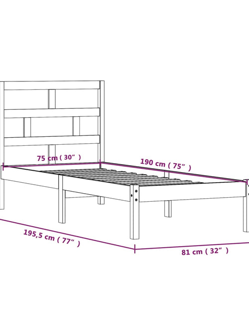 Загрузите изображение в средство просмотра галереи, Cadru de pat Small Single 2FT6, 75x190 cm, lemn masiv - Lando
