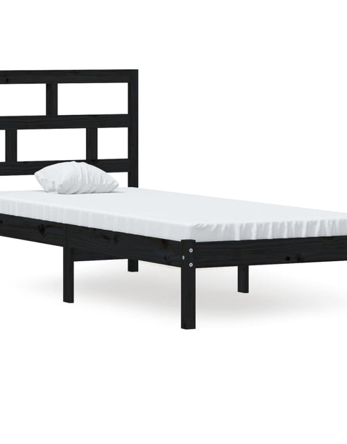 Încărcați imaginea în vizualizatorul Galerie, Cadru de pat Small Single 2FT6, negru, 75x190 cm, lemn masiv - Lando

