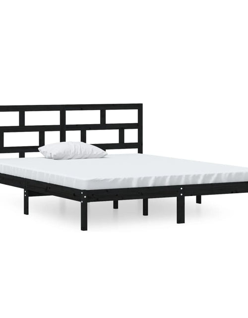 Încărcați imaginea în vizualizatorul Galerie, Cadru de pat mic dublu 4FT, negru, 120x190 cm, lemn masiv - Lando
