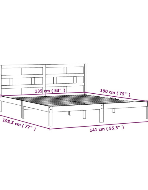 Încărcați imaginea în vizualizatorul Galerie, Cadru de pat dublu 4FT6, 135x190 cm, lemn masiv - Lando
