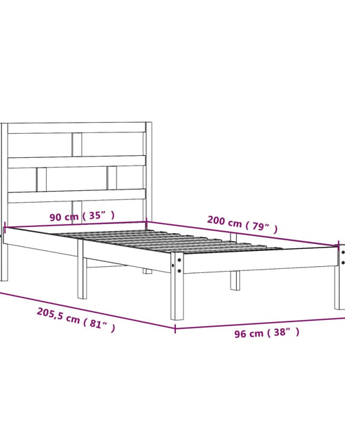 Încărcați imaginea în vizualizatorul Galerie, Cadru de pat, gri, 90x200 cm, lemn masiv de pin - Lando
