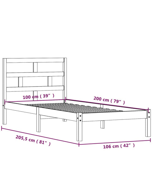 Încărcați imaginea în vizualizatorul Galerie, Cadru de pat, 100x200 cm, lemn masiv de pin
