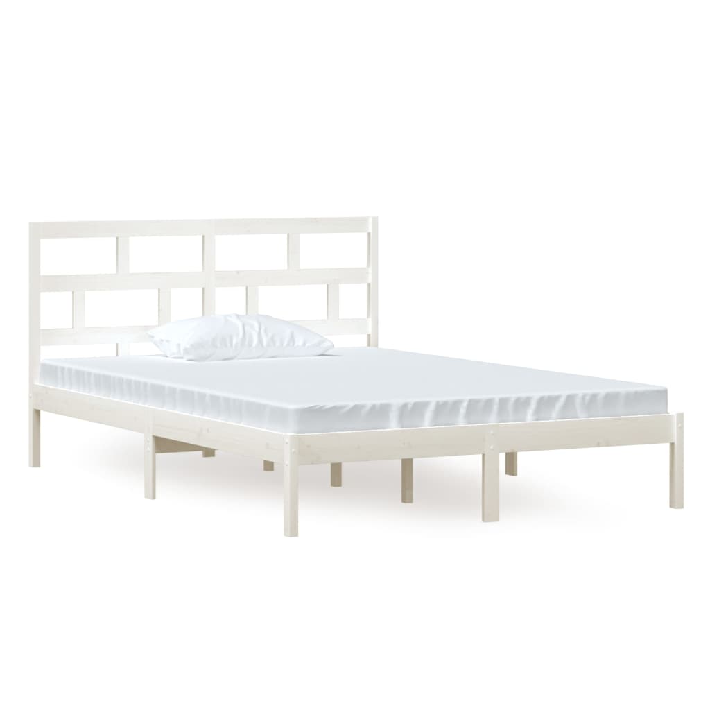 Cadru pat, alb, 140x200 cm, lemn masiv de pin - Lando