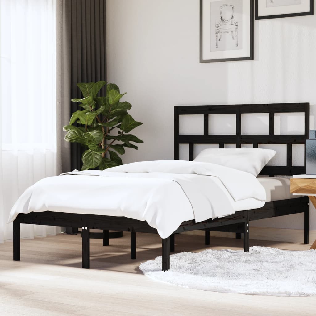 Cadru pat, negru, 140x200 cm, lemn masiv de pin - Lando