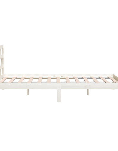 Încărcați imaginea în vizualizatorul Galerie, Cadru pat King Size 5FT, alb, 150x200 cm, lemn masiv - Lando
