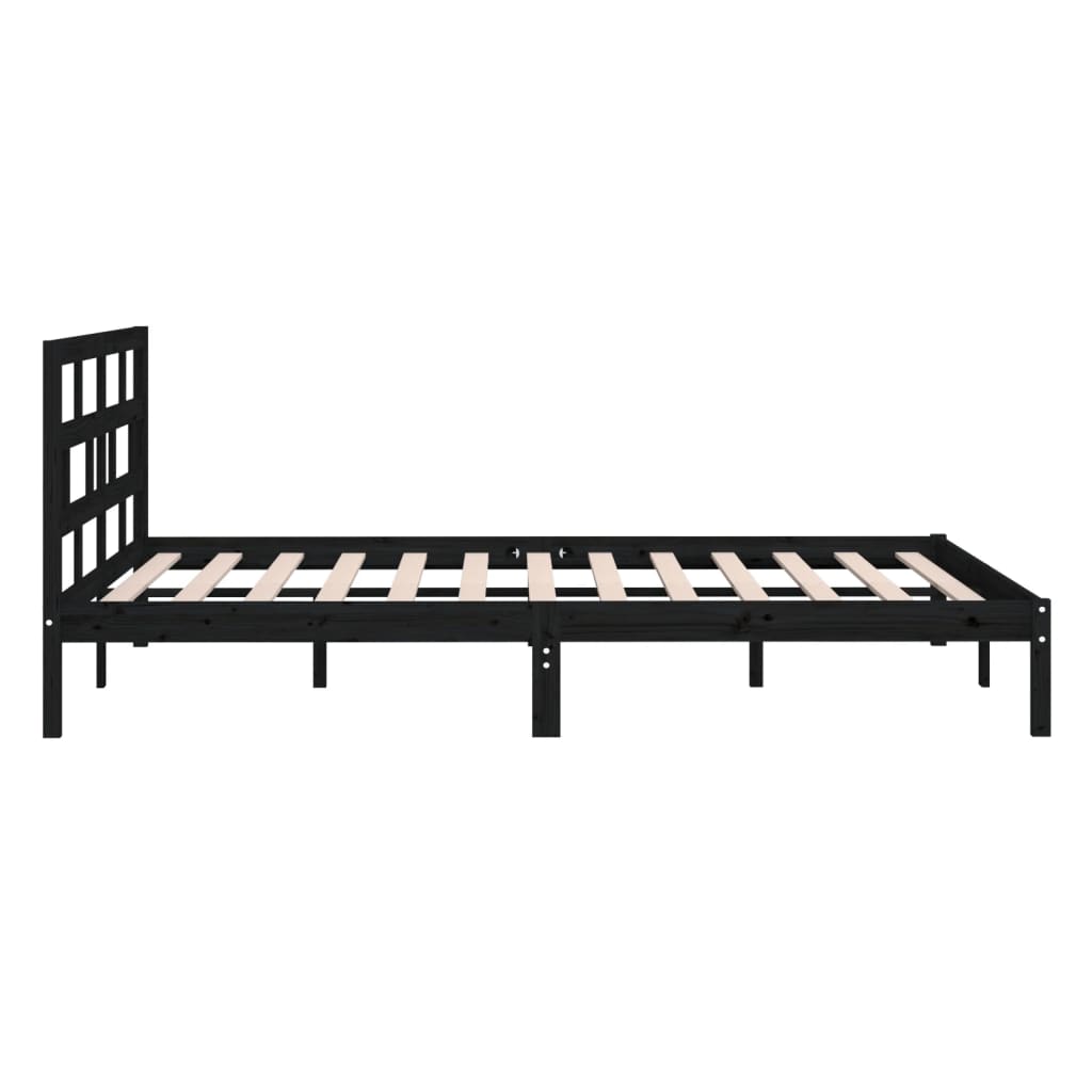 Cadru de pat Super King 6FT, negru, 180x200 cm, lemn masiv - Lando