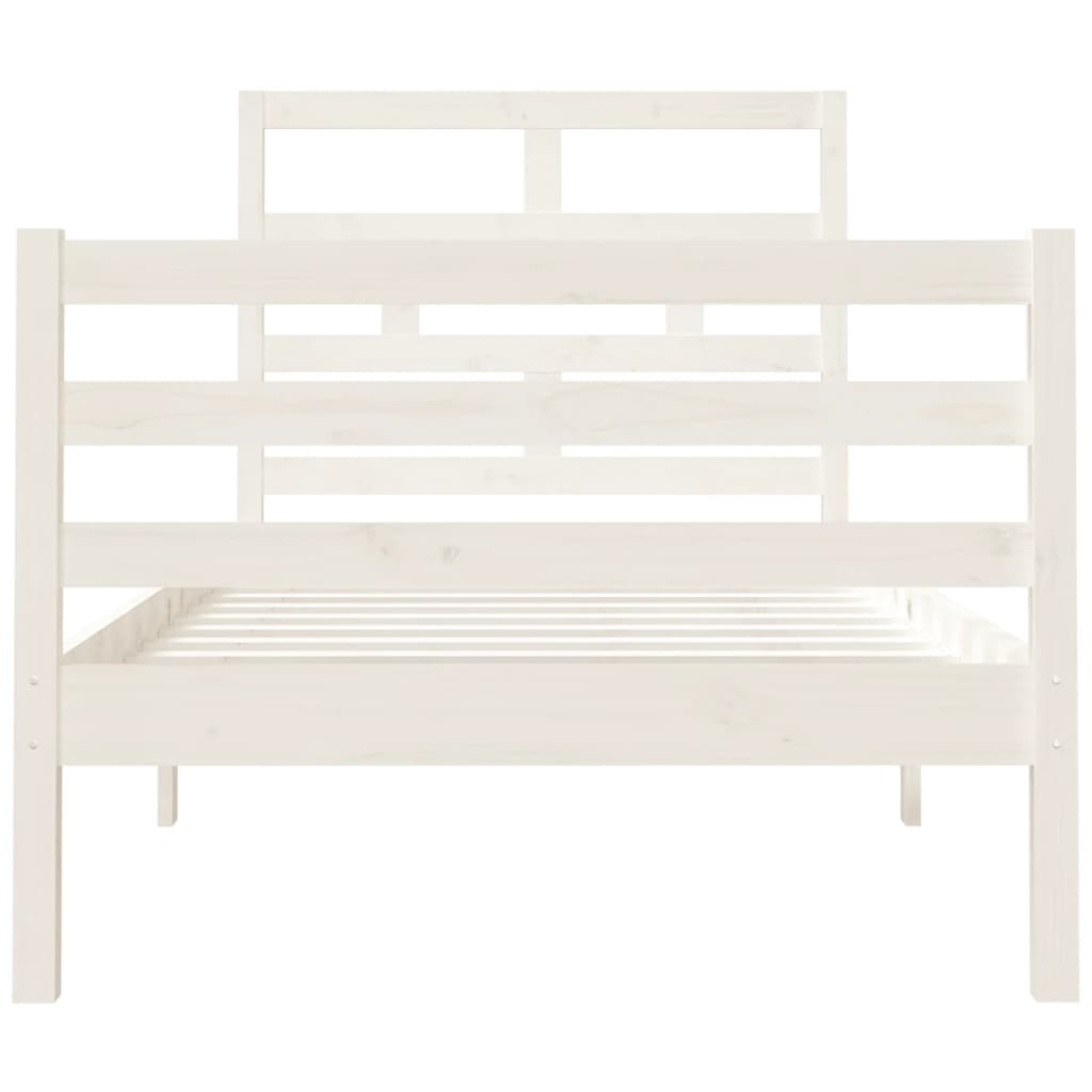 Cadru de pat Single 3FT, alb, 90x190 cm, lemn masiv - Lando