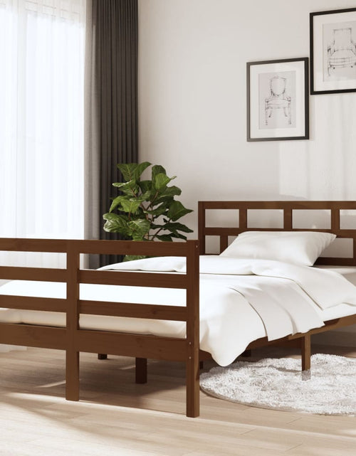 Încărcați imaginea în vizualizatorul Galerie, Cadru de pat Small Double 4FT maro miere 120x190 cm lemn masiv - Lando

