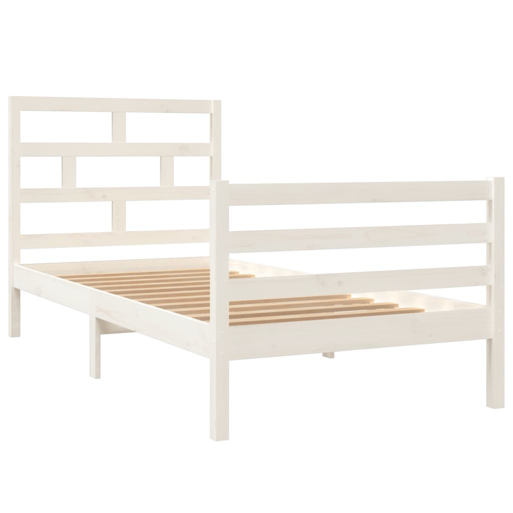 Cadru de pat ,alb, 90x200 cm, lemn masiv de pin - Lando