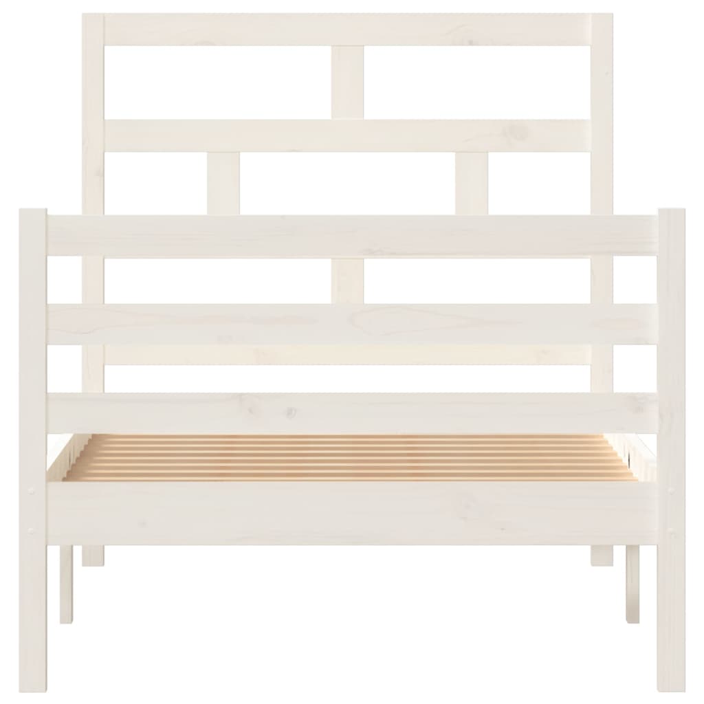 Cadru de pat ,alb, 90x200 cm, lemn masiv de pin - Lando