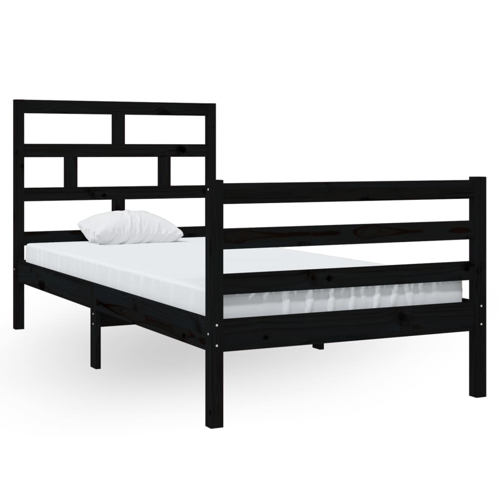 Cadru de pat ,negru, 90x200 cm, lemn masiv de pin - Lando