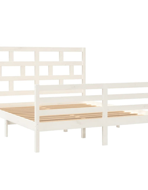 Încărcați imaginea în vizualizatorul Galerie, Cadru de pat King Size, alb, 150x200 cm, lemn masiv - Lando
