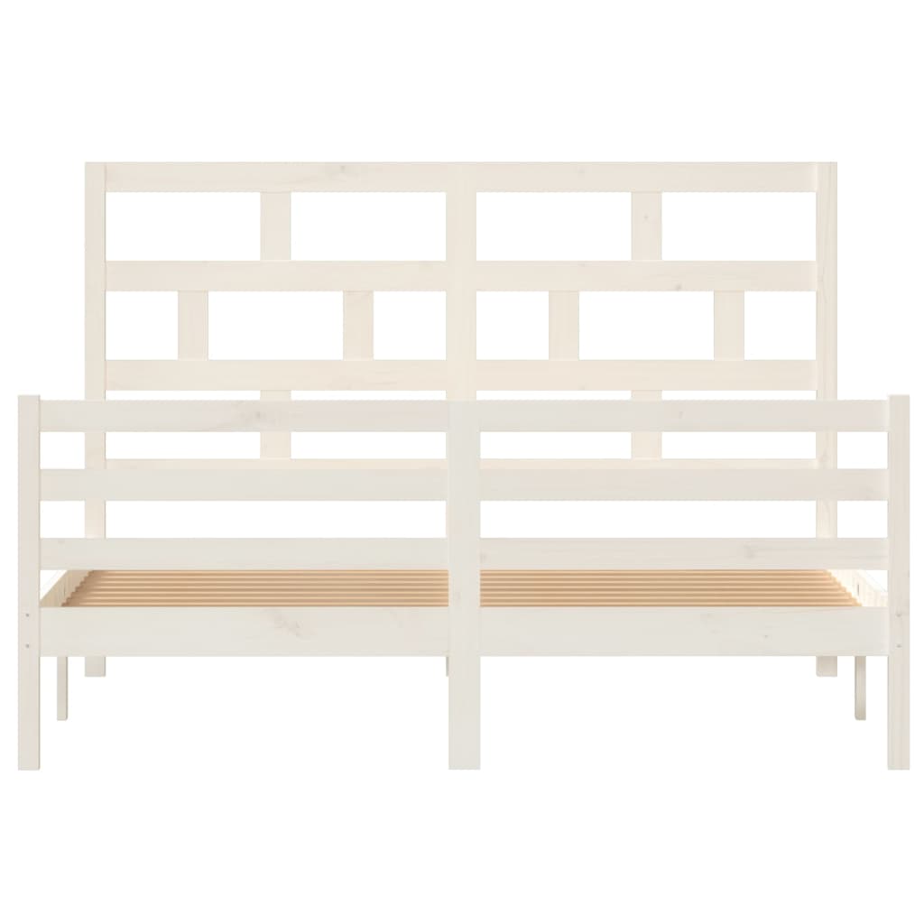 Cadru de pat King Size, alb, 150x200 cm, lemn masiv - Lando