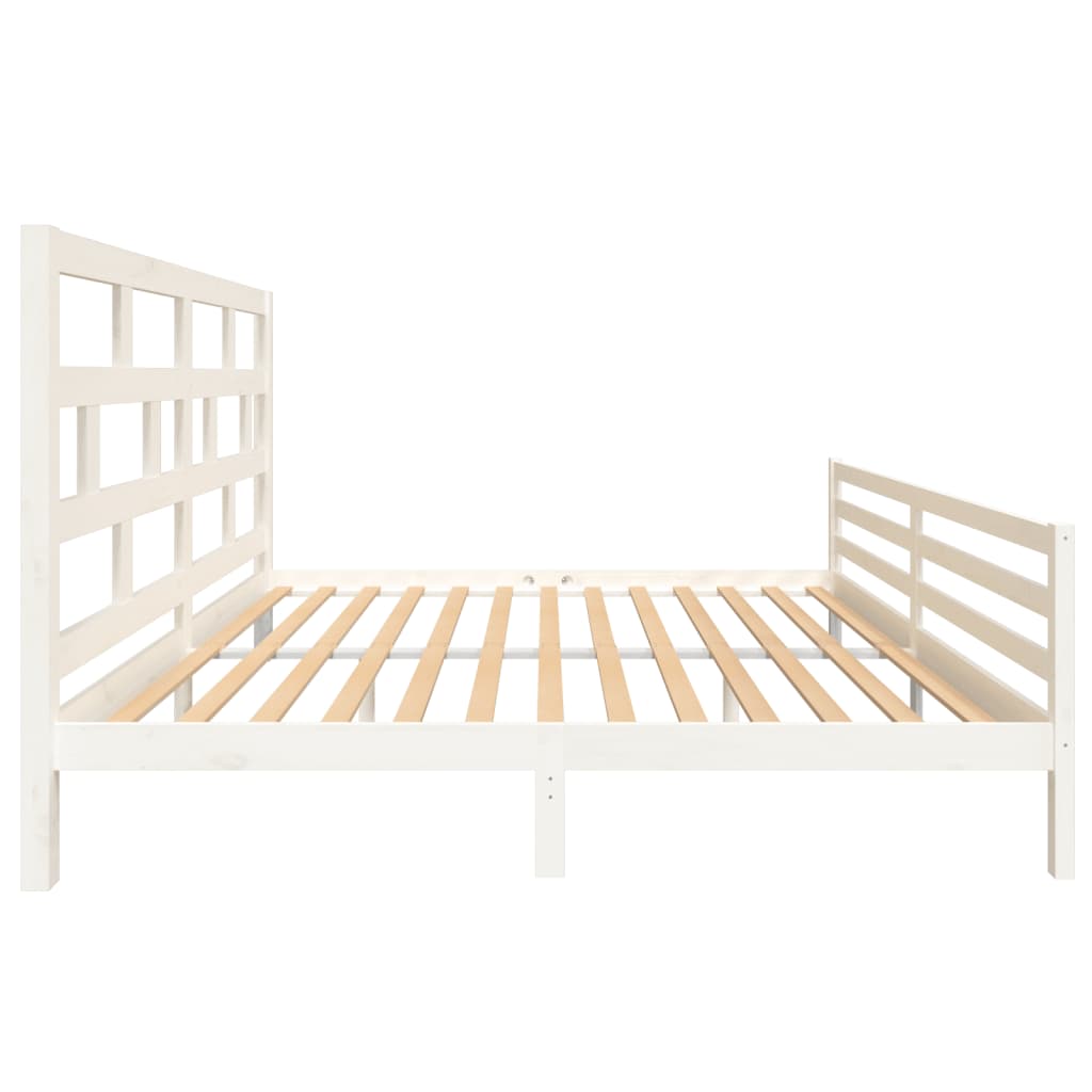 Cadru de pat, alb, 200x200 cm, lemn masiv de pin - Lando