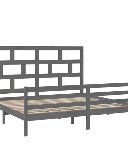 Încărcați imaginea în vizualizatorul Galerie, Cadru de pat, gri , 200x200 cm, lemn masiv de pin - Lando
