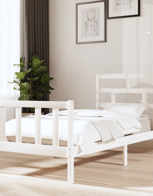 Încărcați imaginea în vizualizatorul Galerie, Cadru de pat single, alb, 90x190 cm, lemn masiv de pin - Lando
