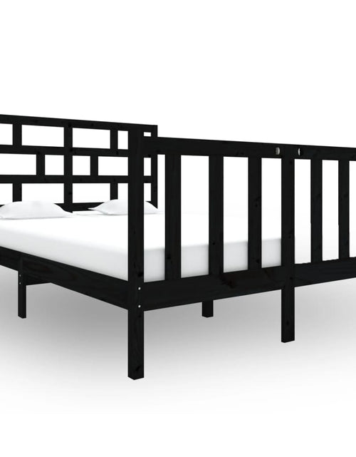 Încărcați imaginea în vizualizatorul Galerie, Cadru de pat mic dublu, negru, 120x190 cm, lemn masiv de pin - Lando
