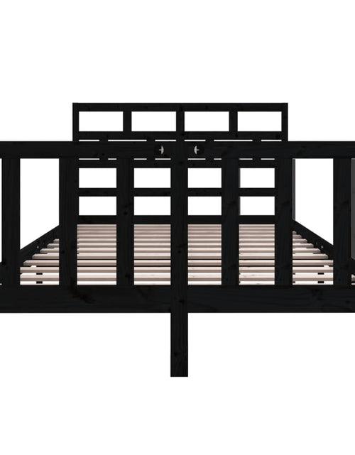 Încărcați imaginea în vizualizatorul Galerie, Cadru de pat mic dublu, negru, 120x190 cm, lemn masiv de pin - Lando
