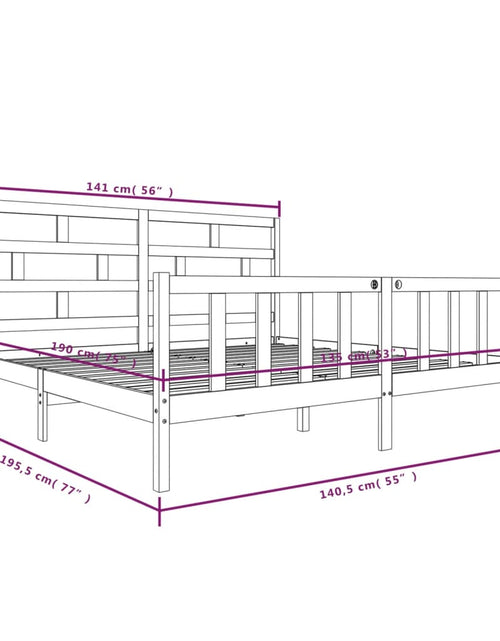 Încărcați imaginea în vizualizatorul Galerie, Cadru de pat dublu, alb, 135x190 cm, lemn masiv de pin - Lando

