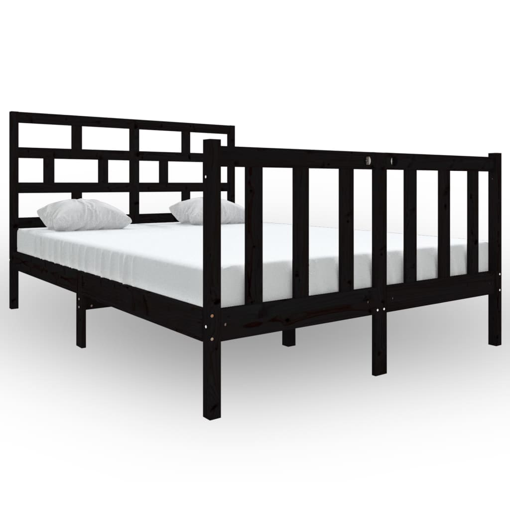 Cadru pat, negru, 140x190 cm, lemn masiv de pin - Lando