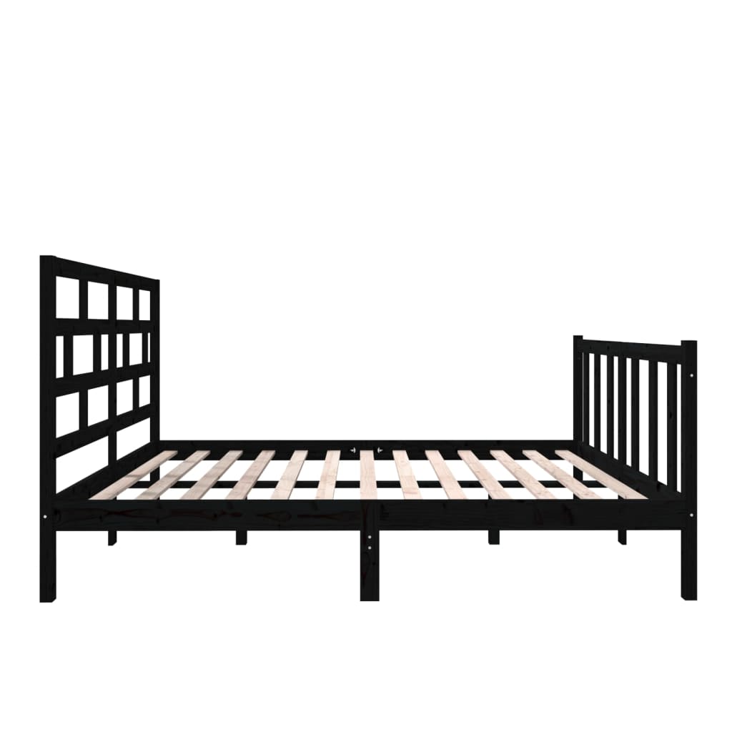 Cadru pat, negru, 140x190 cm, lemn masiv de pin - Lando