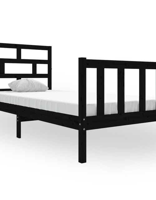 Încărcați imaginea în vizualizatorul Galerie, Cadru de pat, negru, 90x200 cm, lemn masiv de pin - Lando
