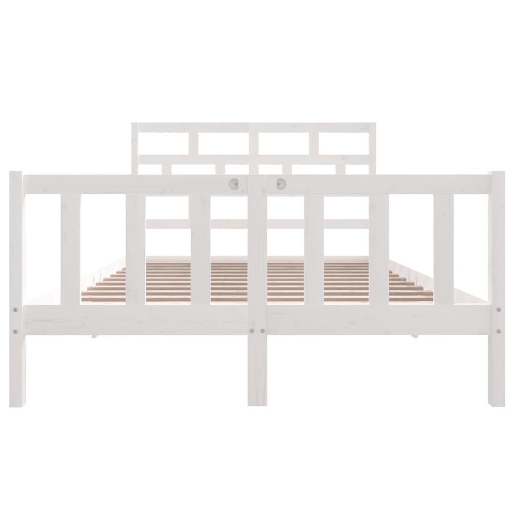Cadru de pat, alb, 140x200 cm, lemn masiv de pin - Lando