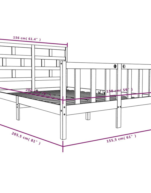 Încărcați imaginea în vizualizatorul Galerie, Cadru de pat King Size, negru, 150x200 cm, lemn masiv de pin - Lando
