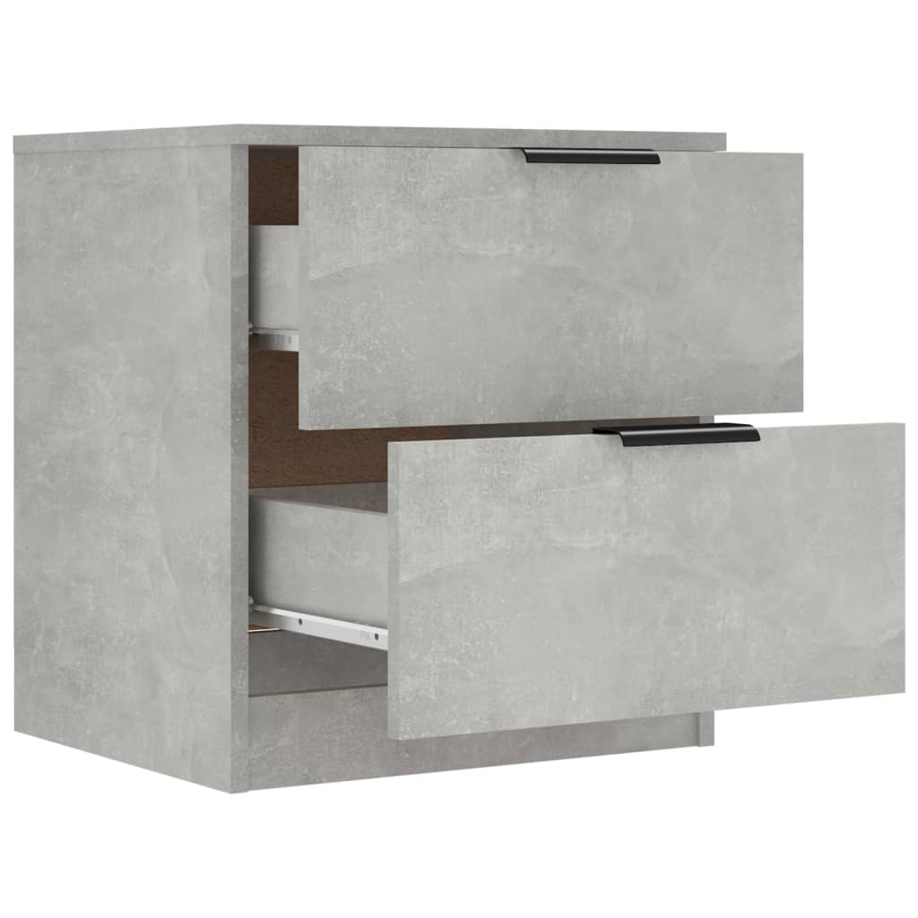 Noptiere, 2 buc., gri beton, lemn prelucrat - Lando