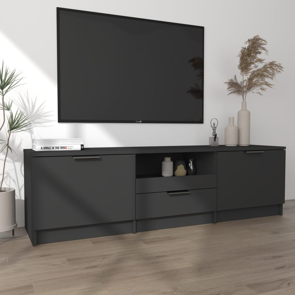 Comodă TV, negru, 140x35x40 cm, lemn prelucrat Lando - Lando