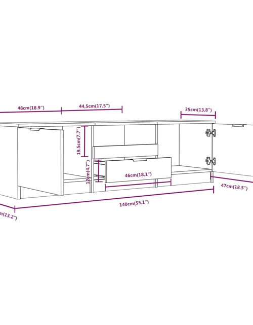 Încărcați imaginea în vizualizatorul Galerie, Comodă TV, stejar sonoma, 140x35x40 cm, lemn prelucrat Lando - Lando
