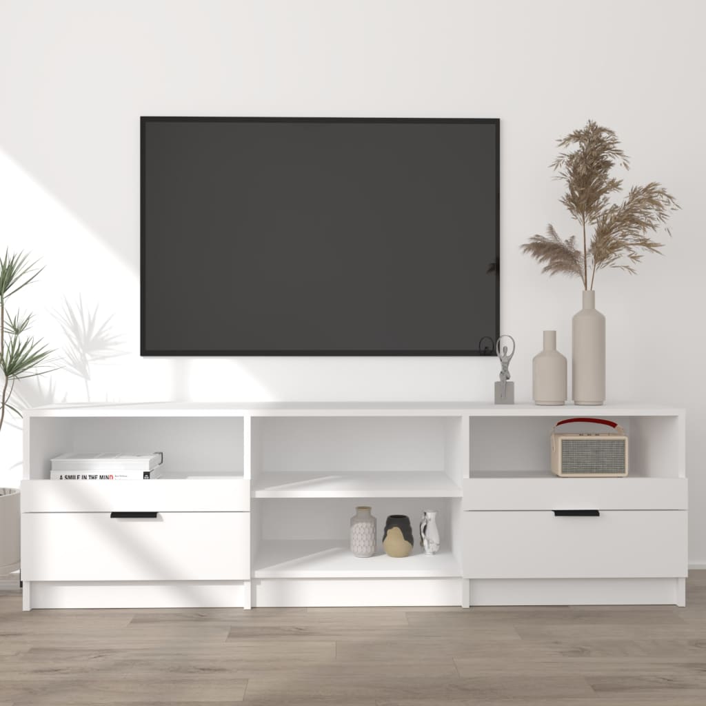 Comodă TV, alb, 150x33,5x45 cm, lemn prelucrat Lando - Lando