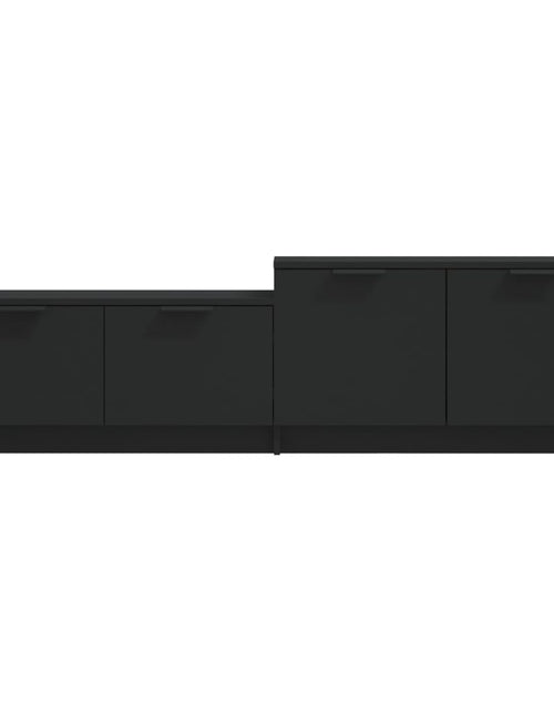 Загрузите изображение в средство просмотра галереи, Comodă TV, negru, 158,5x36x45 cm, lemn prelucrat Lando - Lando

