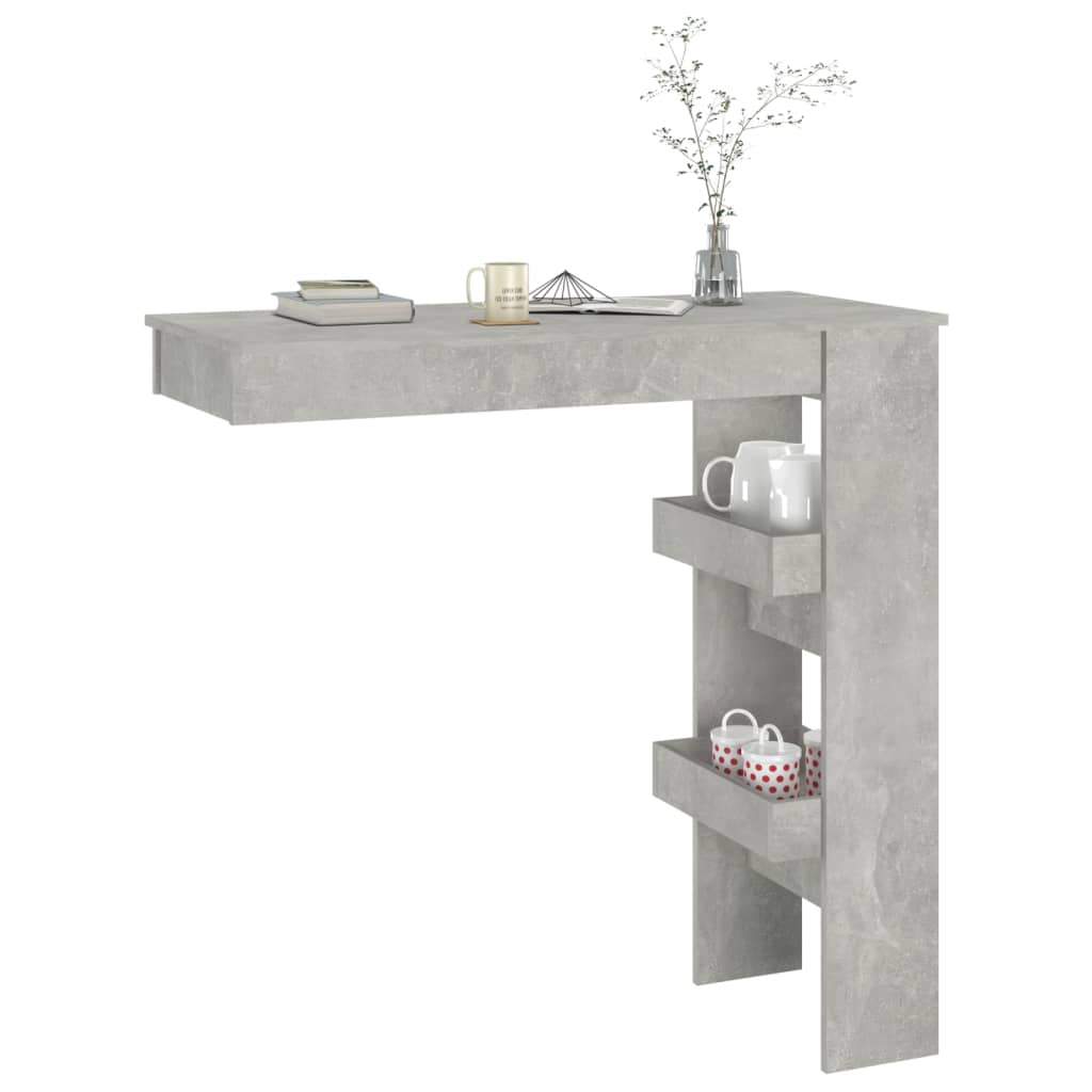 Masă bar de perete gri beton 102x45x103,5 cm lemn compozit - Lando