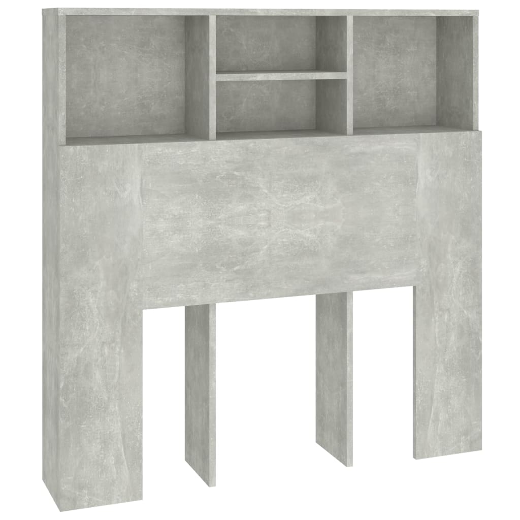 Tăblie de pat cu dulap, gri beton, 100x19x103,5 cm - Lando