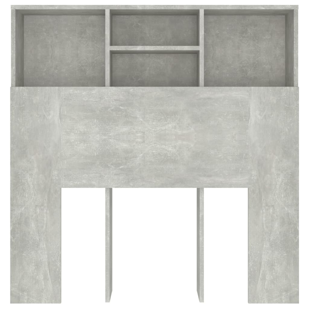 Tăblie de pat cu dulap, gri beton, 100x19x103,5 cm - Lando