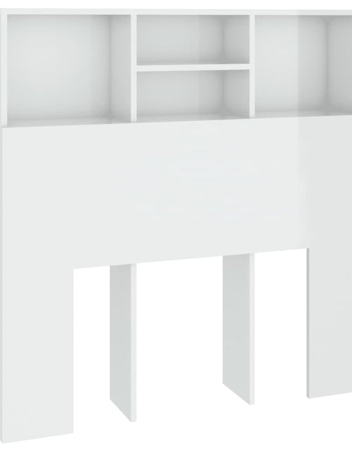 Загрузите изображение в средство просмотра галереи, Tăblie de pat cu dulap, alb extralucios, 100x19x103,5 cm - Lando
